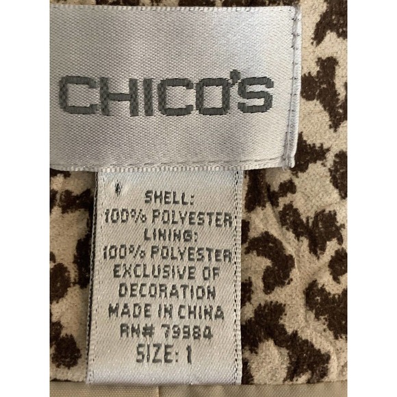 Chico's Women’s Leopard Print Multicolored Sequins Tan Brown Jacket Size 1 - Picture 3 of 12